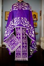 Orthodox priest vestments set. Embroidered. Purple silver picture