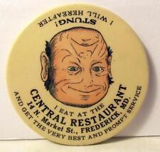 Vtg 2 Face Central Restaurant Frederick MD Advertising Celluloid Pocket Mirror picture