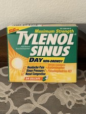 New PROP ONLY Vintage Max Strength Tylenol Sinus Day Non-Drowsy 24 Gelcaps*note picture