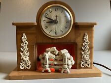 Vintage 1950's Light Up Fireplace Clock Mid Century Coolness picture