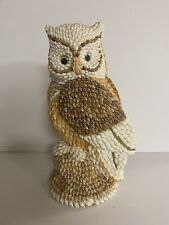 Vtg Handcrafted Sea Shell Folk Art Sculpture Owl Statue Figurine Eyes See Photos picture