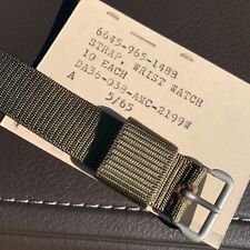Vietnam era US military wristwatch strap band nylon OD, 1965 NOS, 17mm Authentic picture