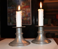 VTG Porter Blanchard Colonial Handmade Pair Pewter Candle Holders, Burbank, CA picture