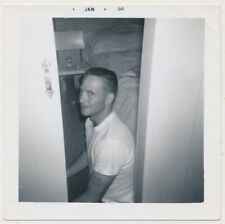 HANDSOME ARM TATTOO MAN CAUGHT in BEDROOM DOOR vtg 60's GAY INT photo picture