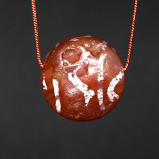Authentic Ancient Middle Eastern Etched Carnelian Dzi Bead in Perfect Condition picture