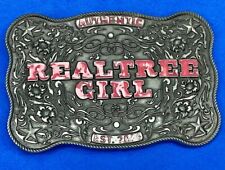authentic realtree girl girlie western cowgirl pink lettering ornate belt buckle picture