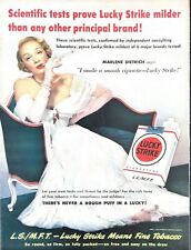 1950 Lucky Strike Cigarettes Vintage Print Ad Marlene Dietrich  picture