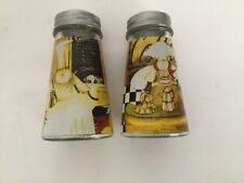 Vintage Chef Salt and Pepper Shakers Glass 4 Inches picture