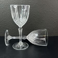 Vintage Crystal Wine Glasses French Wine  Glasses Heavy Clear Set of 2 picture