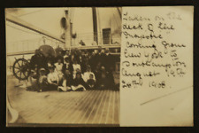 1908 SS Majestic Coming Home Group Photo on Deck Postcard RPPC Ocean Liner Boat picture