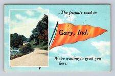 Gary IN-Indiana, General Greeting, Pennant Greeting, Vintage c1920 Postcard picture