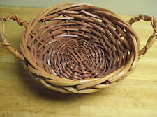 WOVEN   BENT WOOD  BASKET w/ HANDLES  SUPER  RIGID  AND  STRONG   picture