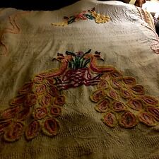 Beautiful Vintage Handcrafted Chenille Bedspread Measures 78-80” L X 72-76”Wide picture