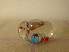 Art Glass Paperweight Clear Millefiori Bunny Rabbit - Beautiful and Adorable picture