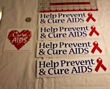 Cure Aids Bumper Sticker lot of 5 Help prevent and cure aids vintage picture