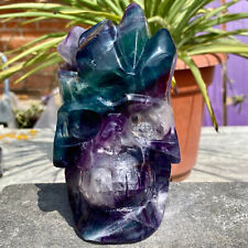 5.29LB Natural beautiful Rainbow Fluorite Crystal carved ghost stone specimen picture