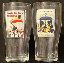 Guinness Stout Draught Pint Toucan Animal Design Beer Glasses Set of 2 VERY RARE picture