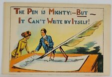 Sarcasm Pen Arms & Legs THE PEN is MIGHTY But It CAN'T WRITE ITSELF  Postcard S8 picture