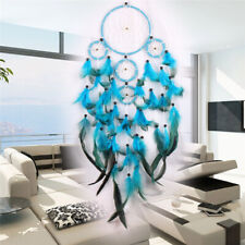 Blue Dream-Catcher Large Handmade Moon Design Dream Catch Decor Wall Hanging picture