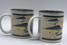 John Q Wright REP Ceramic Mahi-Mahi Coffee Mug SET OF 2 picture