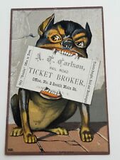 Antique Victorian Dog Carlson Railroad Ticket Broker Jamestown NY Trade Card picture