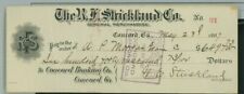 1907 R.F Strickland Co. General Merchandise Concord Bank Check GA  $649.73 49 picture