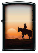 Cowboy Sunset Black Matte Zippo Lighter picture