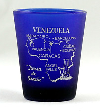 VENEZUELA COBALT BLUE FROSTED SHOT GLASS SHOTGLASS picture