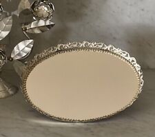 VIntage White-Washed Gold Metal Mirrored Tray: MCM - Hollywood Regency picture