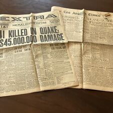 Lot Of 2 VTG March 11th 1933 Long Beach earthquake newspapers Scarce LA Times HE picture