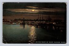 Bangor ME-Maine, Water Front By Night, Antique, Vintage c1912 Souvenir Postcard picture