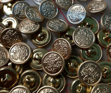 144 small vintage metal shank buttons crest knight design gold color 5/8