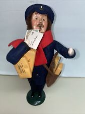 Byers Choice Carolers Mailman Postman Packages Pouch Navy & Red 2002 picture