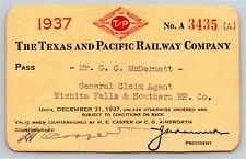 Vintage Railroad Annual Pass The Texas & Pacific Railway 1937 A3435 Thermography picture