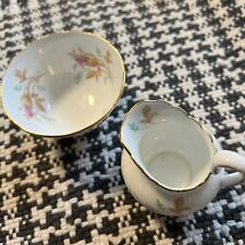 Royal Chelsea Mini Creamer and Sugar Set Floral Roses Bone China Made in England picture