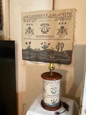 Vintage Needlepoint Sampler Base Lamp & Wall Hanging w/ABC’s 123’s Animals picture