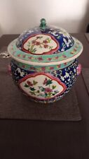 CHINESE  LIDDED JAR (KAMCHENG) ENAMELED THICK PORCELAIN WITH PEONY FLOWERS picture