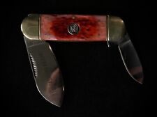 RARE Vintage Rough Rider Red Bone Dual Blade Folding Knife Oxblood picture