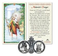 St Saint Christopher Guardian Angel Car Medal Auto Visor Clip With Prayer Card picture