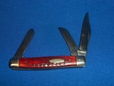 VINTAGE CASE XX 9 DOT 1971 LARGE STOCKMAN 6392 RED BONE HANDLES FULL BLADES picture