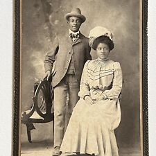 Antique Cabinet Card Photograph Black African American Woman Man Couple Tyler TX picture