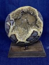 Large Septarian Nodule Hollow 5 “ Sphere ( Utah ) With Stand picture