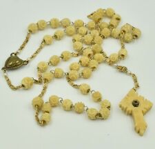 Antique Carved  Rosary Beads w/ Stanhope Apparition of Mary picture