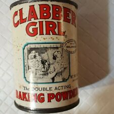 Vintage Clabber Girl Baking power metal tin can no lid  Emply  Rustic Decor picture