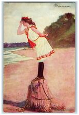 c1905 Woman Waiting At The Beach Forest Hill Maryland MD Posted Antique Postcard picture