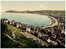Llandudno, from the Great Orme's Head.  Vintage PC photochromy, photochromy picture
