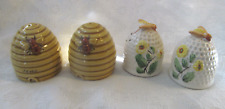 2 BEE SKEP Bee Hives Salt and Pepper Shakers S&P Vintage picture