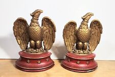 Vintage Cast Metal American Eagle Federal Bookends SEXTON USA Green & Gold Stars picture