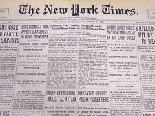 1929 SEPT 5 NEW YORK TIMES - BOBBY JONES LOSES TO YOUNG NEBRASKA - NT 5275 picture