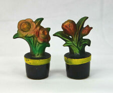 Vintage Flowers In Pots Figural Salt And Pepper Shakers  picture